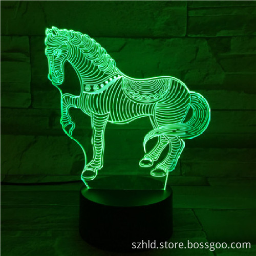 Horse Color Changing acrylic table light 3D Optical Illusion USB Powered Lamps